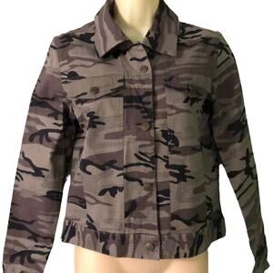 Destiny Jeans Brown Camouflage Jacket Size Small Y2K Gorpcore